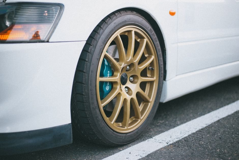 Close-up of alloy wheel nuts