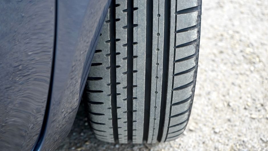 Close-up of a car tyre sidewall